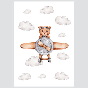 Teddy Flight - komplet ilustracija za dječju sobu, 3 kom.