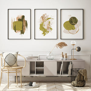 Light Green Brushstrokes set A - Posteri (bez okvira) ili Slike Na Platnu (spremne za na zid)