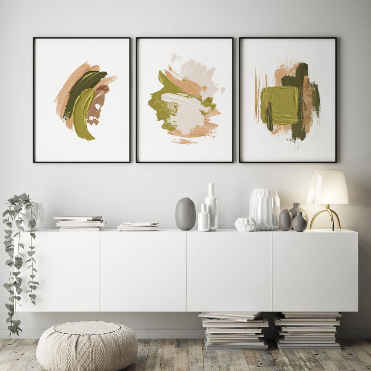 Light Green Brushstrokes set B - Posteri (bez okvira) ili Slike Na Platnu (spremne za na zid)