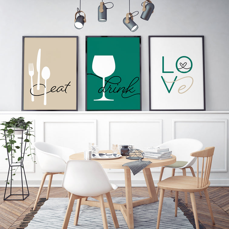 Eat, Drink, Love - Green - Posteri (bez okvira) ili Slike Na Platnu (spremne za na zid)