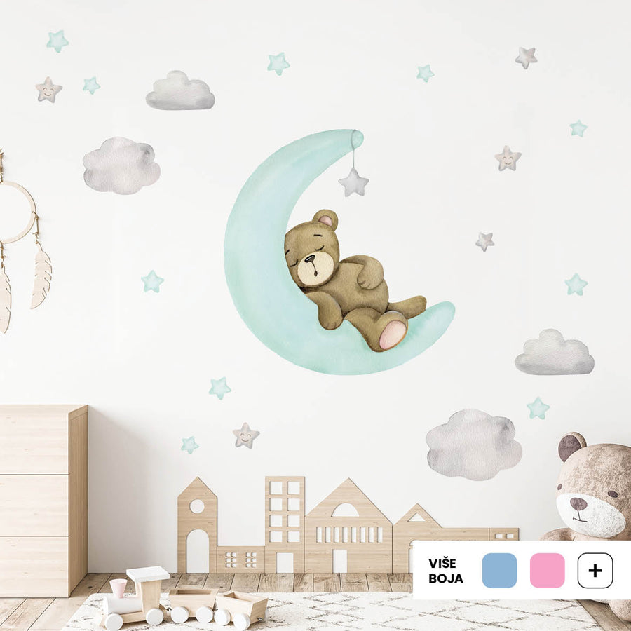 Teddy's Moon Adventure @HIAWorkshop® - Naljepnice za zid dječje sobe