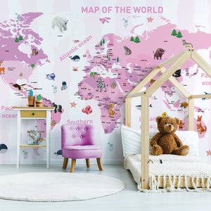 The Best Pink World Map - Zidna Tapeta - Mural