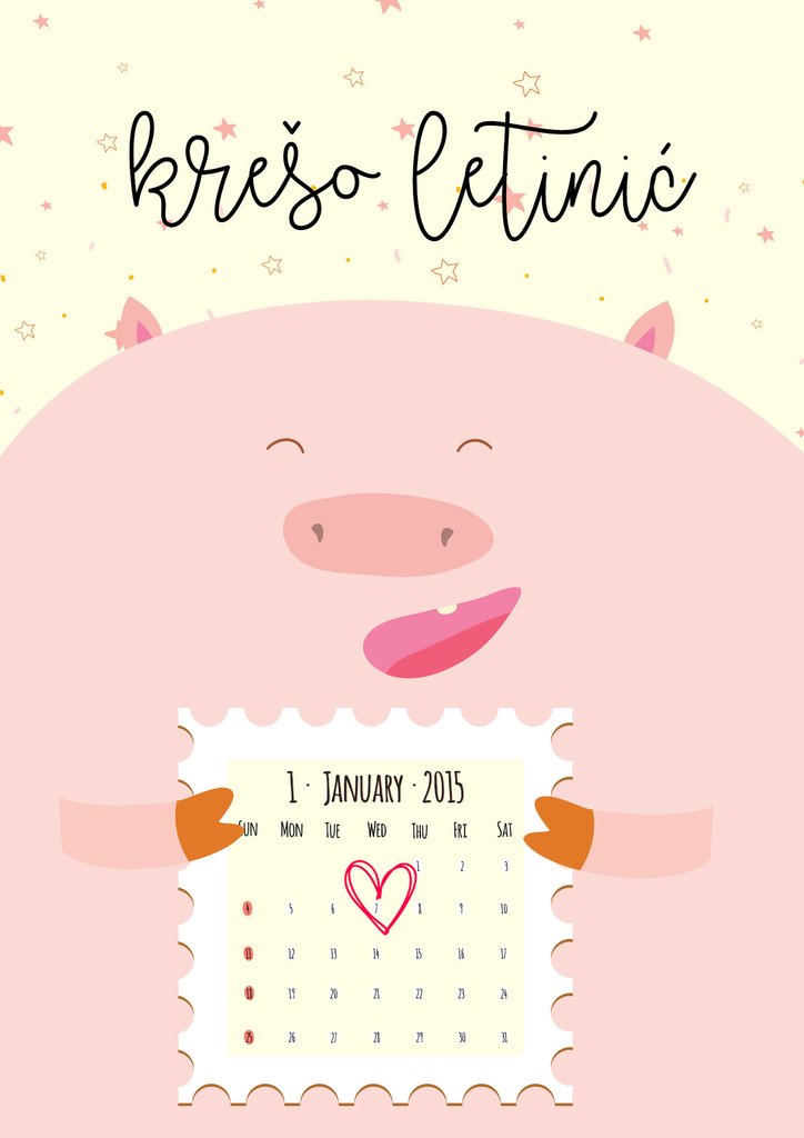 HIA Kids - Piggy Calendar - personalizirana ilustracija