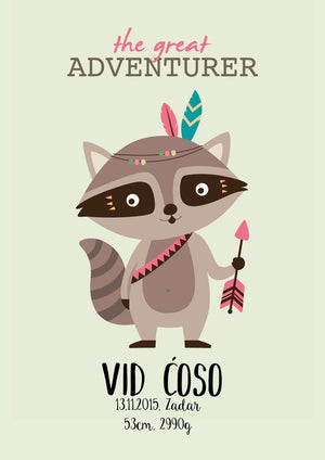 HIA Kids - Raccoon Adventurer - personalizirana ilustracija