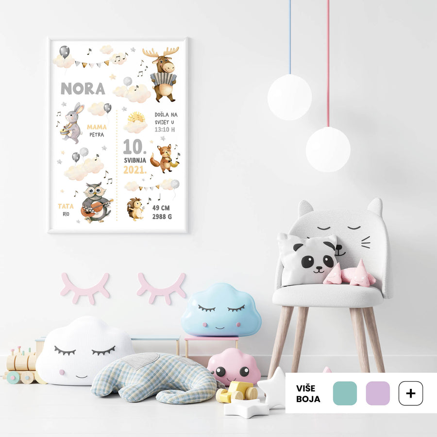 HIA Kids - Neutral Forest Orchestra - personalizirana ilustracija za dječju sobu