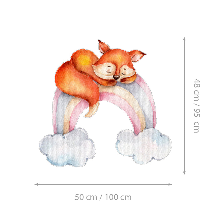 Rainbow Fox - Naljepnica za zid dječje sobe