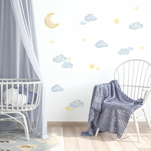 Moon and Clouds - Naljepnice za zid dječje sobe