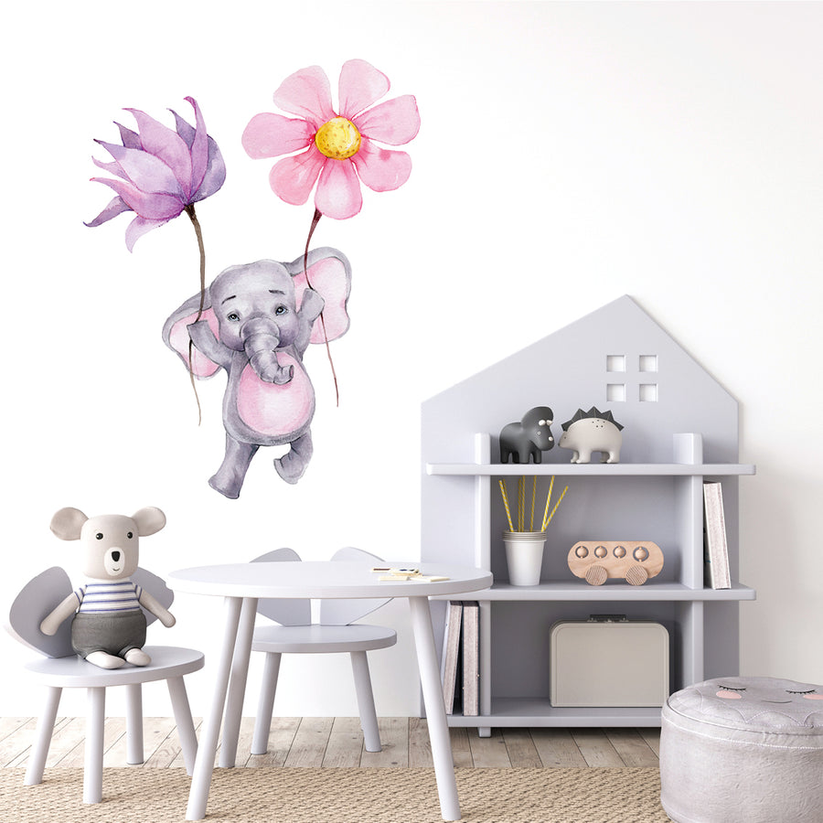 Happy Elephant - Naljepnica za zid dječje sobe