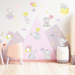 Cute Pink Elephants - Naljepnice za zid dječje sobe