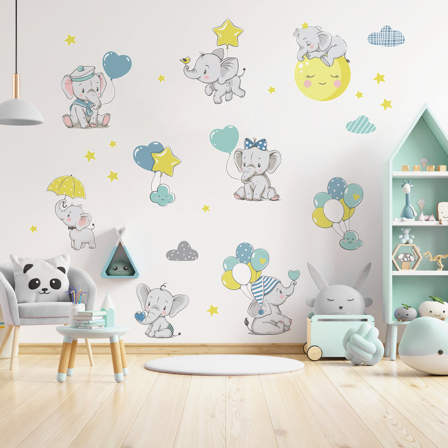 Cute Elephants - Naljepnice za zid dječje sobe