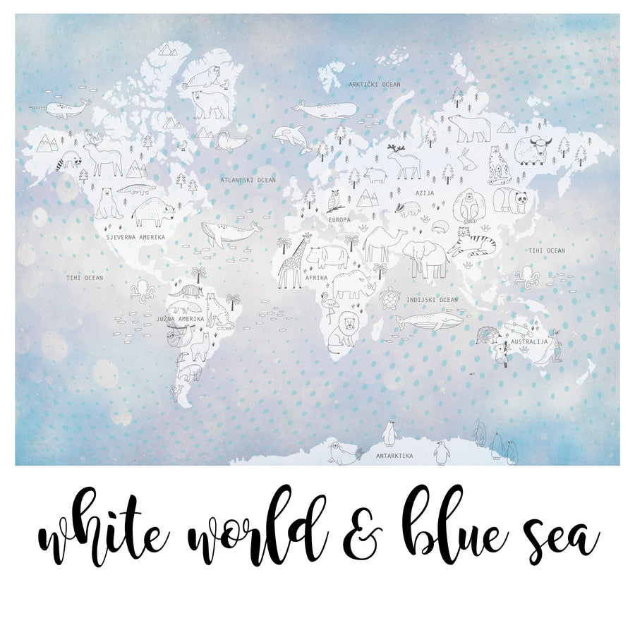 White World & Blue Sea - Zidna Tapeta - Mural