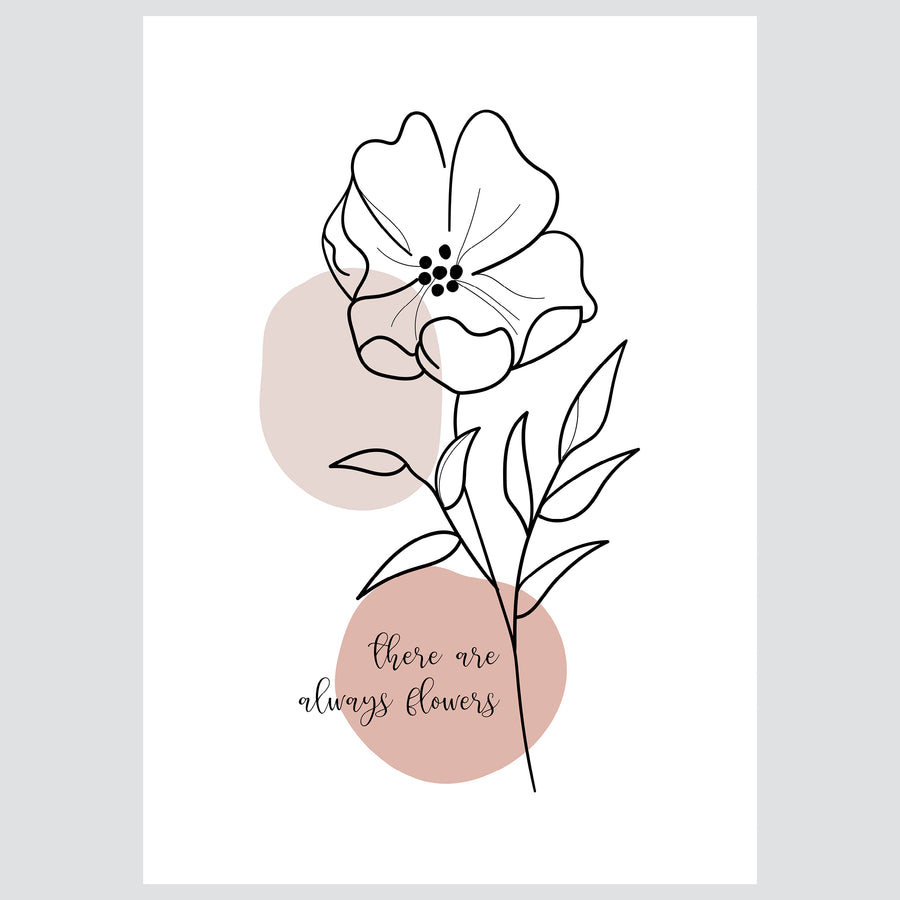 Taupe Flowers - Komplet ilustracija za dom