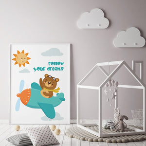 Follow Your Dreams - ilustracija za dječju sobu
