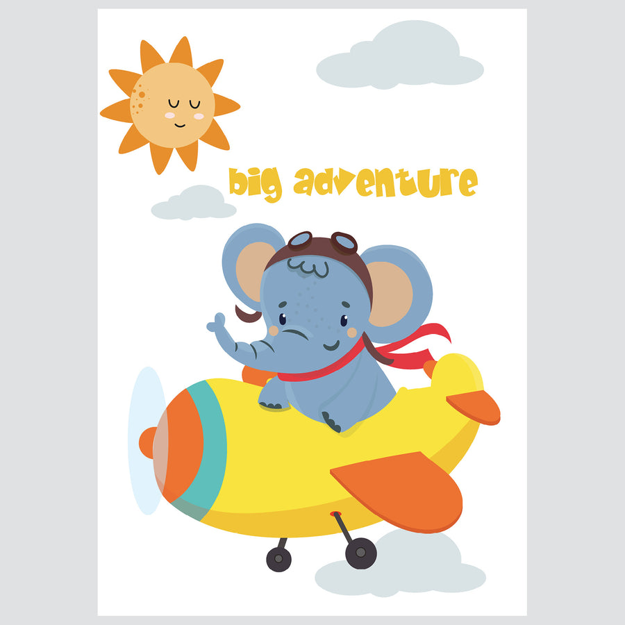 Elephant's Big Adventure - ilustracija za dječju sobu