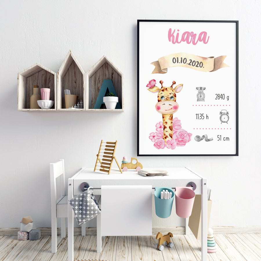 HIA Kids - Pink Giraffe - personalizirana ilustracija