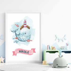 HIA Kids - Blue Whale - personalizirana ilustracija