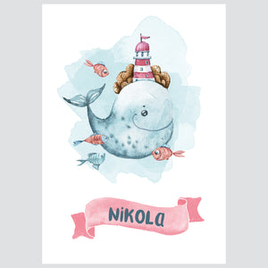 HIA Kids - Blue Whale - personalizirana ilustracija