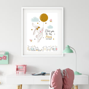 I Love You to the Moon and Back Rabbit - ilustracija za dječju sobu