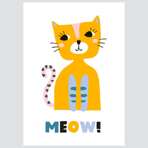 Meow - komplet ilustracija za dječju sobu, 3 kom.