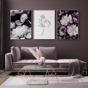 Line Art & Flowers - Posteri (bez okvira) ili Slike Na Platnu (spremne za na zid)