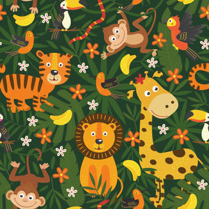 Zidna Tapeta Za Dječju Sobu - Pattern - Happy Jungle Zidna Tapeta Za Dječju Sobu - Pattern
