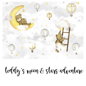 Teddy's Moon&Stars Adventure @HIAWorkshop® - Zidna Tapeta - Mural