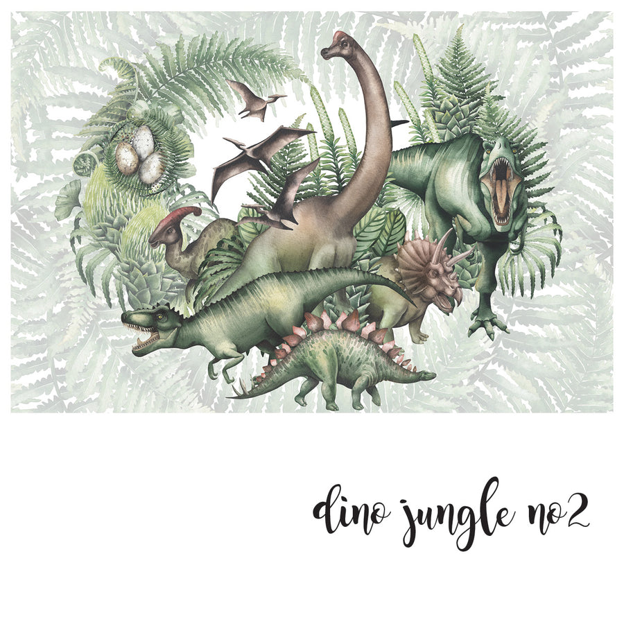 Dino Jungle No 2 - Zidna Tapeta za dječju sobu - Mural