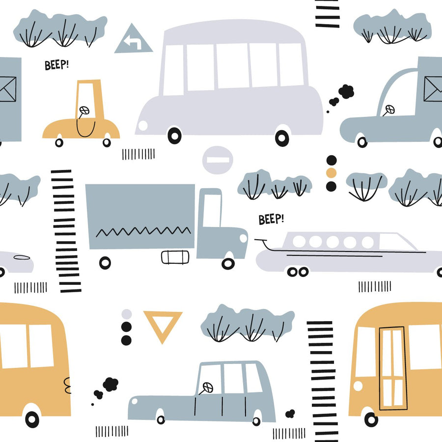 Zidna Tapeta Za Dječju Sobu - Pattern - Cars&Buses Zidna Tapeta Za Dječju Sobu - Pattern