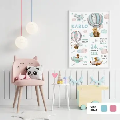 Personalizirani dječji poster ili slika na platnu | Among the Clouds Boys | HIAWorkshop®