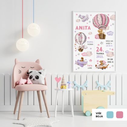 Personalizirani dječji poster ili slika na platnu | Among the Clouds Girls | HIAWorkshop®