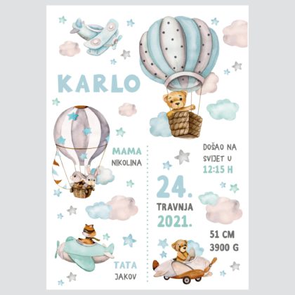 Personalizirani dječji poster ili slika na platnu | Among the Clouds Boys | HIAWorkshop®