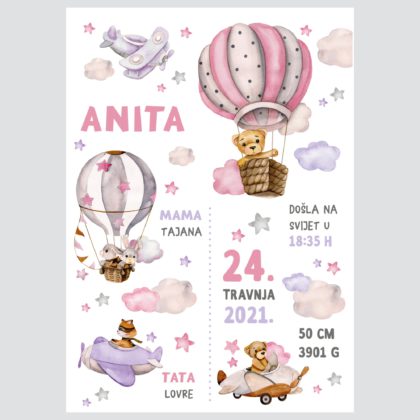 Personalizirani dječji poster ili slika na platnu | Among the Clouds Girls | HIAWorkshop®