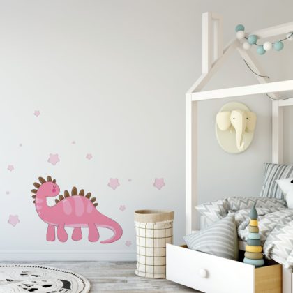 Naljepnica za zid dječje sobe | Pink Dino
