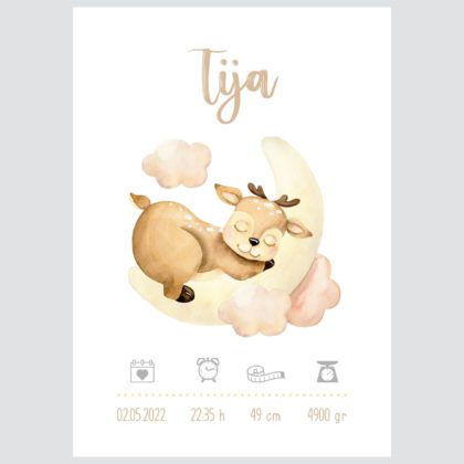 Personalizirani dječji poster ili slika na platnu | Dreaming Fawn | HIAWorkshop®