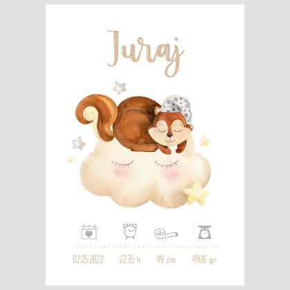 Personalizirani dječji poster ili slika na platnu - Dreaming Squirrel | HIAWorkshop®