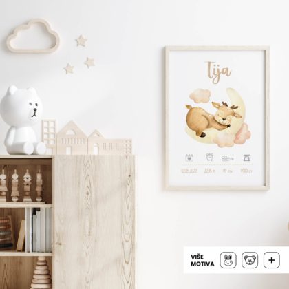 Personalizirani dječji poster ili slika na platnu | Dreaming Fawn | HIAWorkshop®