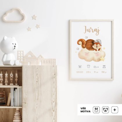 Personalizirani dječji poster ili slika na platnu - Dreaming Squirrel | HIAWorkshop®