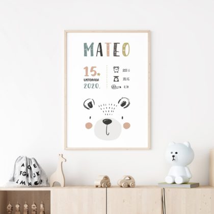 Personalizirani dječji poster ili slika na platnu | Cuddly Bear