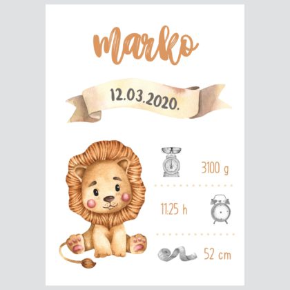 Personalizirani dječji poster ili slika na platnu | Lovable Lion