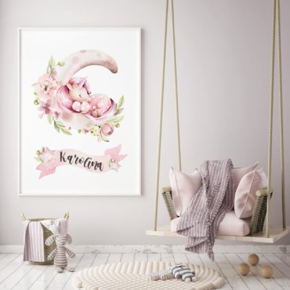 Personalizirani dječji poster ili slika na platnu | Sleepy Unicorn
