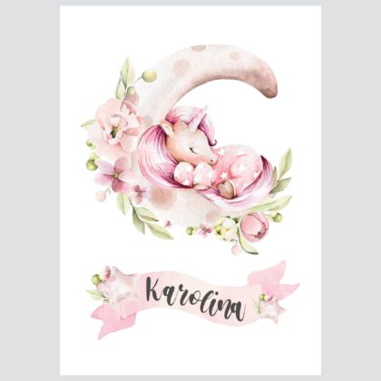 Personalizirani dječji poster ili slika na platnu | Sleepy Unicorn