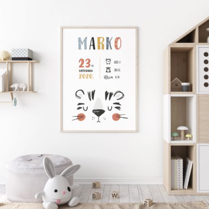 Personalizirani dječji poster ili slika na platnu | Cuddly Tiger