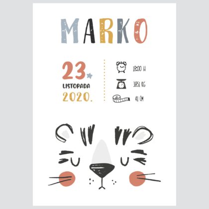 Personalizirani dječji poster ili slika na platnu | Cuddly Tiger