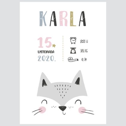 Personalizirani dječji poster ili slika na platnu | Cuddly Fox