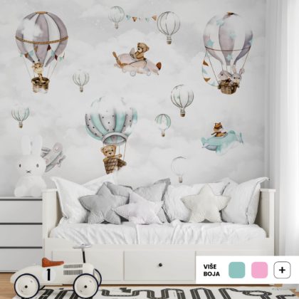 Zidna Tapeta Za Dječju Sobu | Among The Balloons Mint | HIAWorkshop®