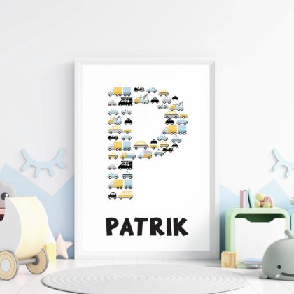 Personalizirani dječji poster ili slika na platnu | Patrik's Cars