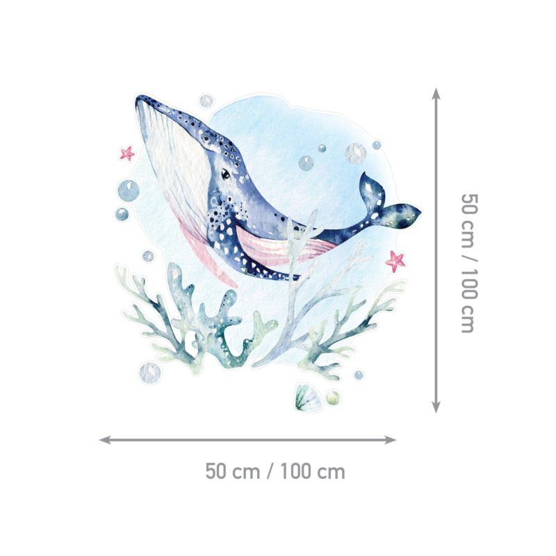 Naljepnice za zid dječje sobe | Happy Whale - Slika 3