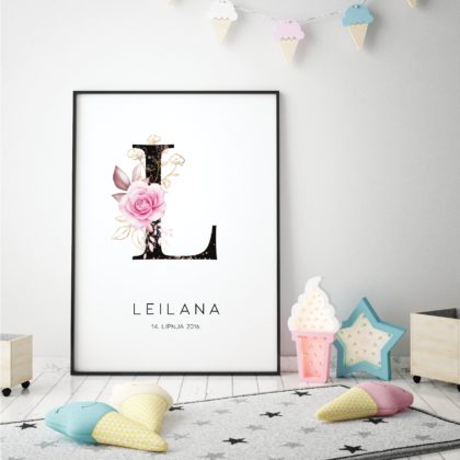 Personalizirani dječji poster ili slika na platnu | Elegant Flower