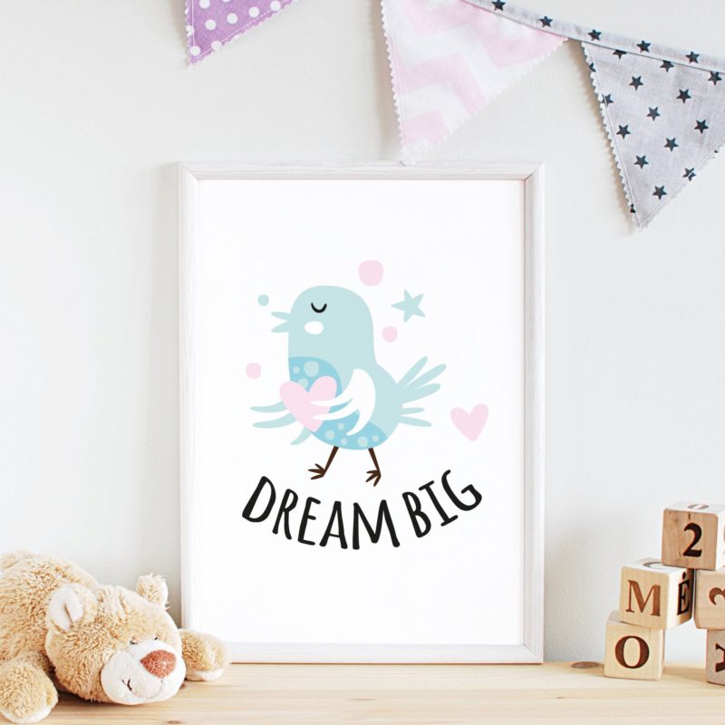 Ilustracija Za Dječju Sobu - Dream Big Birdy - Ilustracija Za Dječju Sobu