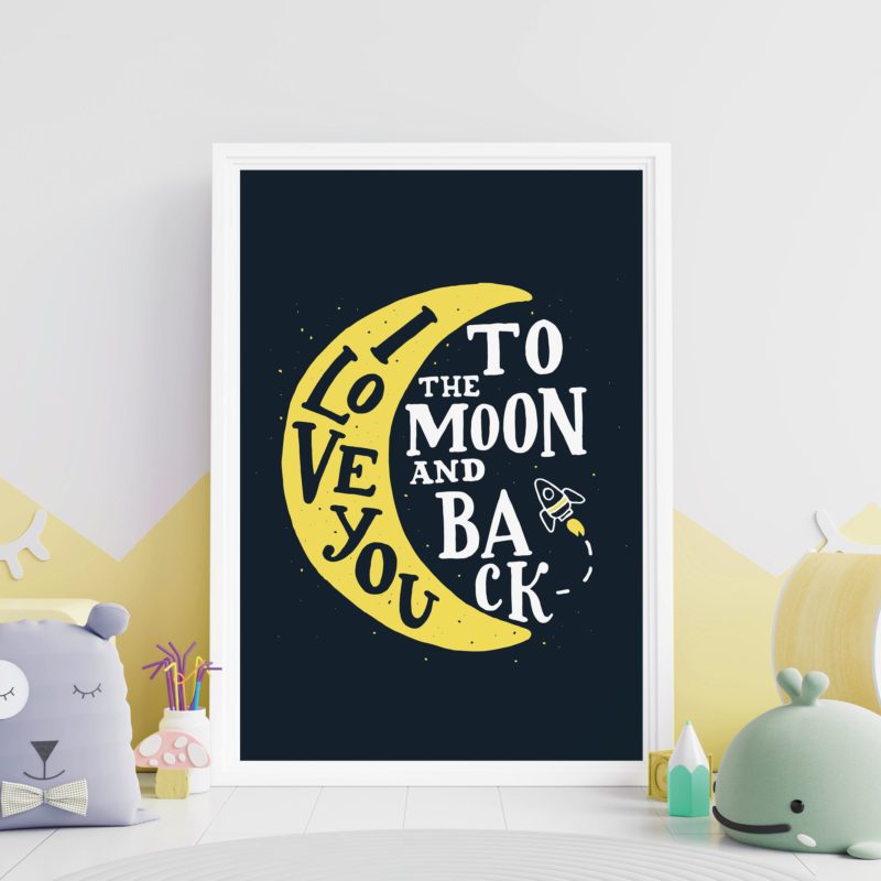 Ilustracija Za Dječju Sobu - I Love You To The Moon And Back - Ilustracija Za Dječju Sobu